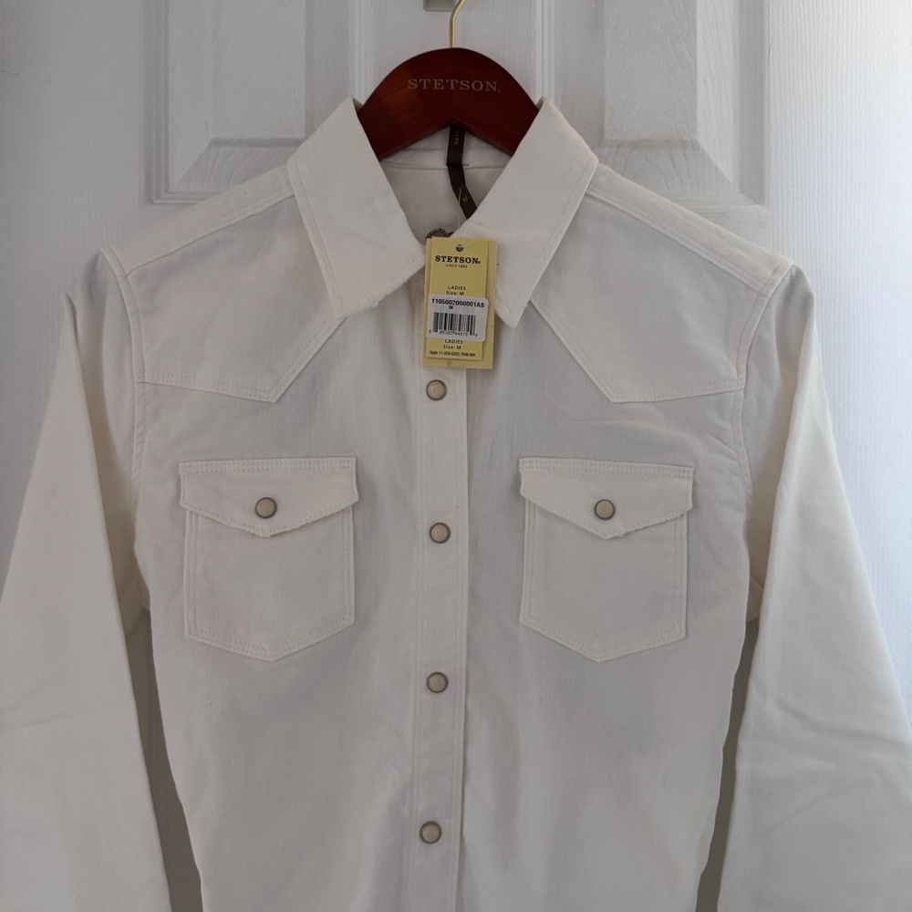 NWT Stetson Denim Bronc Embroidered Boyfriend Fit Shirt - Picture 4 of 5